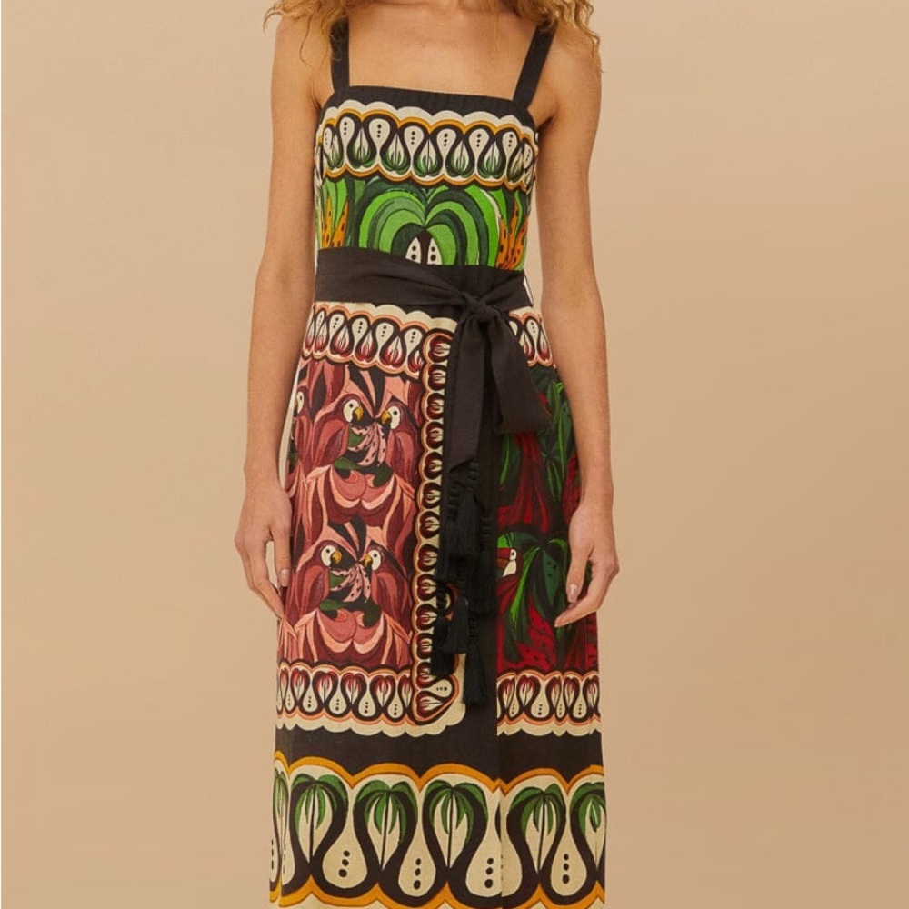 FARM Rio toucan Multicolor Maxi Dress with Black Sash - Picture 2 of 9